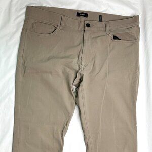 Theory Mens Raffi Neoteric Twill Stretch Solid Slim Fit Pants Tan 34 (35x31)